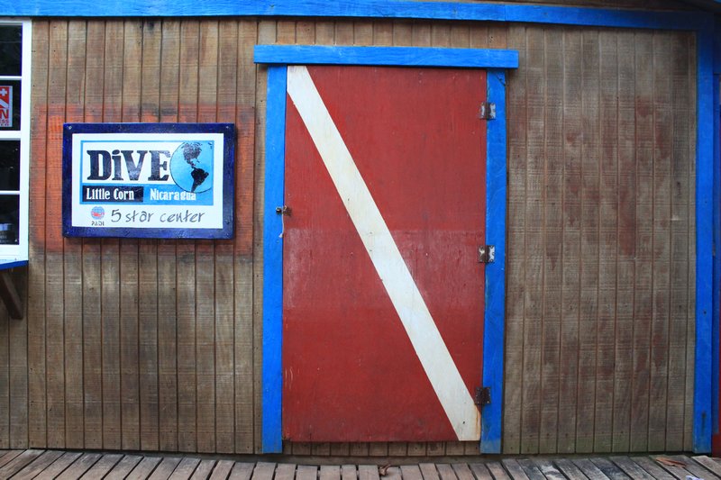 Dive Little Corn's front door.  Maybe our front door should look like a dive flag???