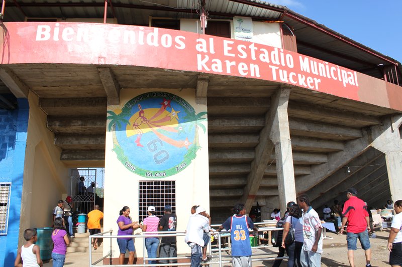 Outside the baseball stadium on Big Corn