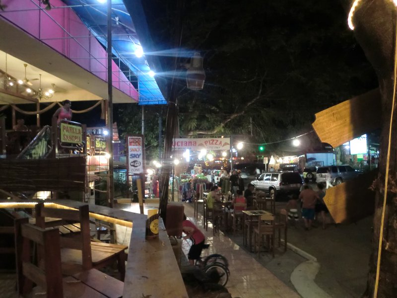 Downtown Playa Coco at night