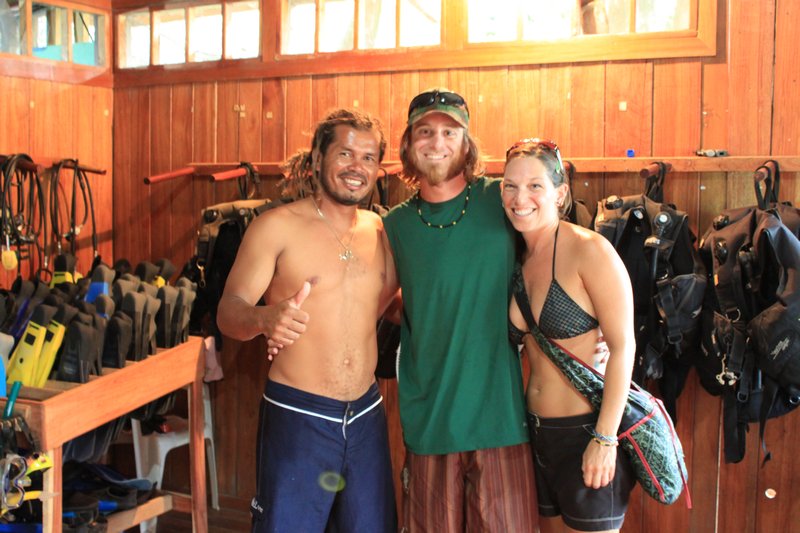 Us with Lin, our Dive Master.