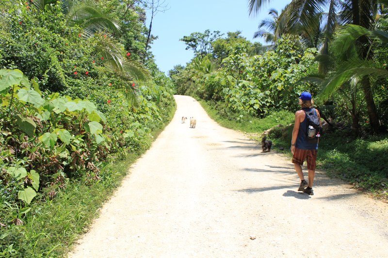 Geoff & the dogs beginning our walk to La Piscina