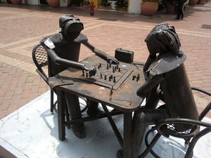 We loved this little statue of people playing chess.