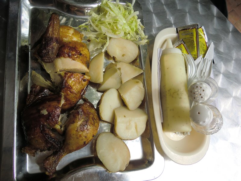 Roasted chicken and potatos for lunch.