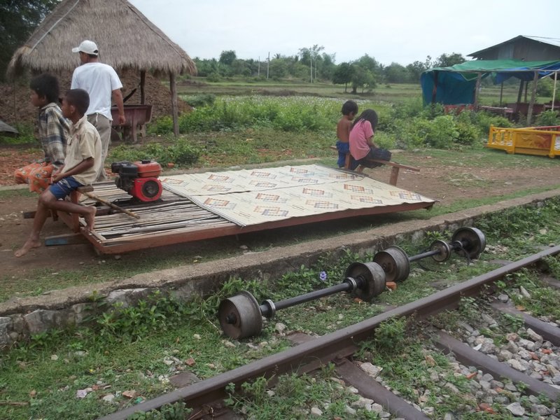 Bamboo train dismantled