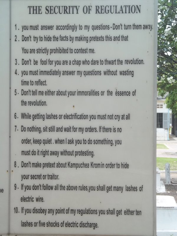 Rules and regs of Tuol Sleng