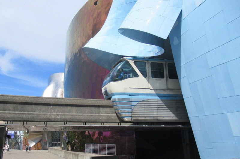 The Monorail coming out of the Museum for Pop