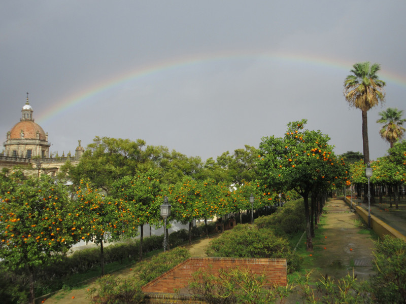 Jerez. Rainbow over the Cathedral