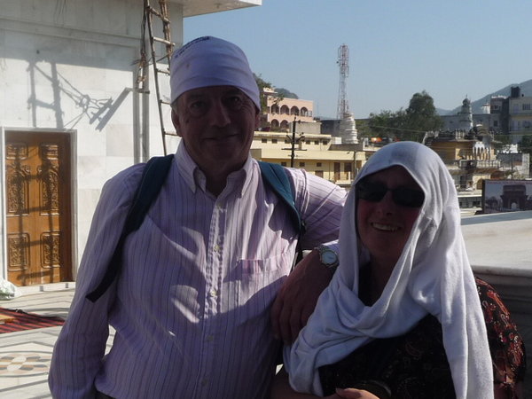 Me and Chris at Sikh temple, Pushkar