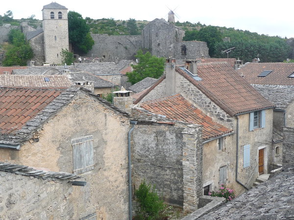 View from the Ramparts at La Couvertoirade with 12thC templar castle