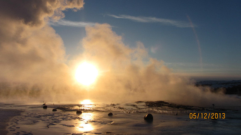 17. Geysers at sunset