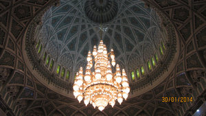 The huge chandalier in the Grand Mosque