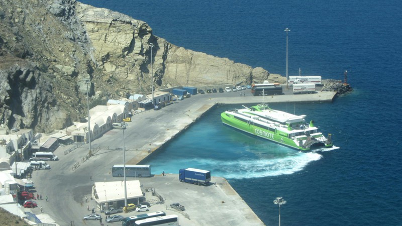 The FastCat4 at Santorini Harbour