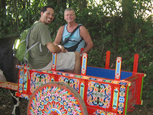 Warren and Mark in the ox cart