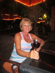 Enjoying a glass of red wine