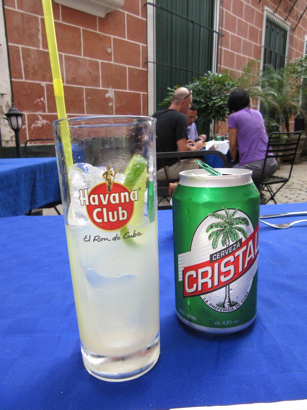 a Havana Club Rum Collins and Cristal Cerveza