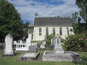 A historical church and graveyard in Russell
