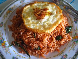 nasi goreng telor, or fried rice with egg