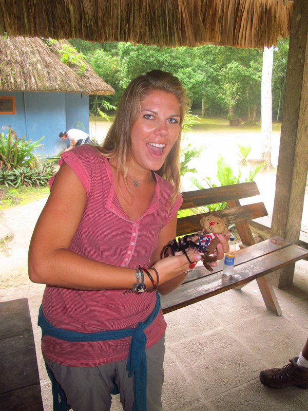 Jessie holding holding a tarantula