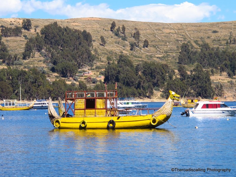 Reed boat on Lake  Titicaca