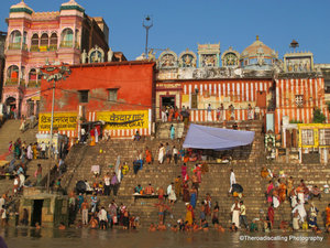 one of the many ghats (water entrances) in Varanasi