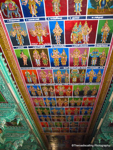 ceiling inside the temple in Madurai