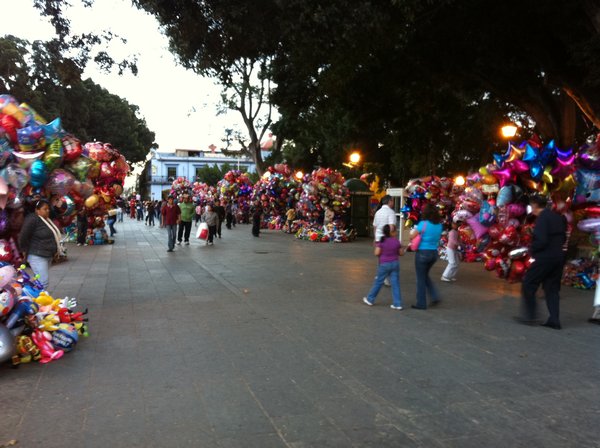 Street venders in the Zocalo. We counted about 25 balloon venders alone...ramping up to Valentines day?