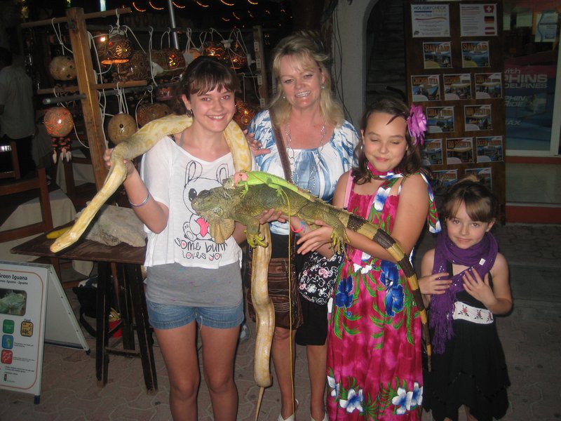 The girls with the snake/iguana