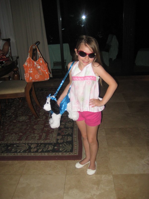 Ava going out on the town (see her dog purse)