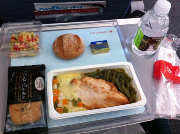 Air Canada; hot chicken meal