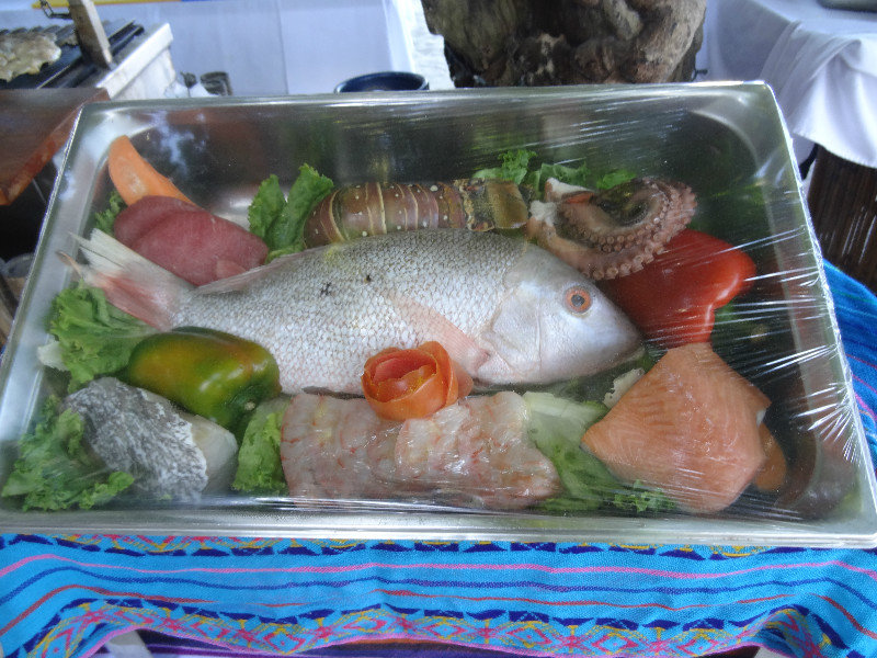 Fresh seafood display to choose your BBQ food