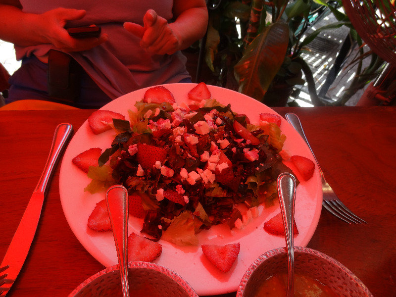 Strawberry salad (under red awning!!)