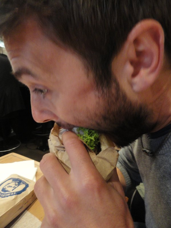 Tom eating his Fergburger