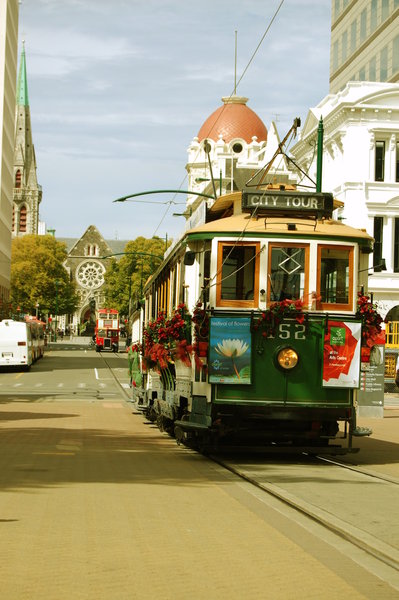 Tram through Christchurch