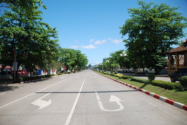 Quiet main street in Vientiane
