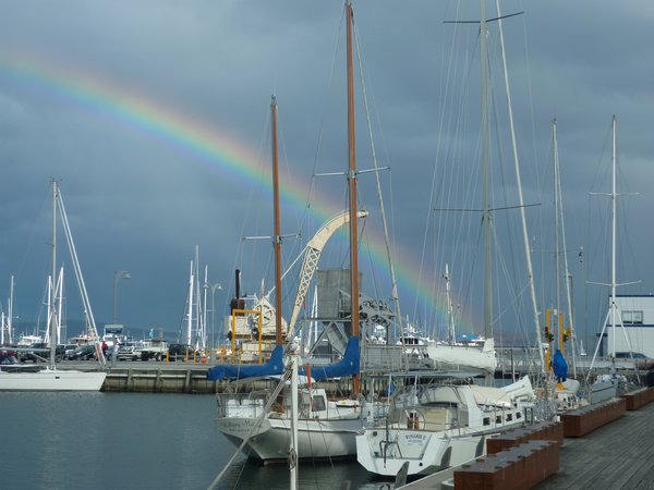 rainbow and boats