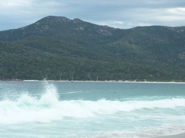waves and boats Wineglass Bay