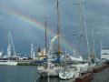 rainbow and boats