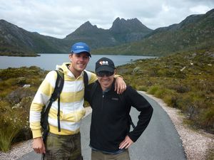 me and Adrian in front of Cradle Mountain