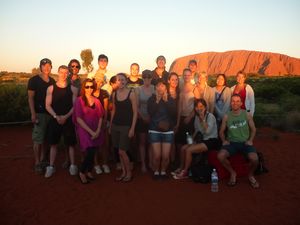 the group at Uluru at sunset