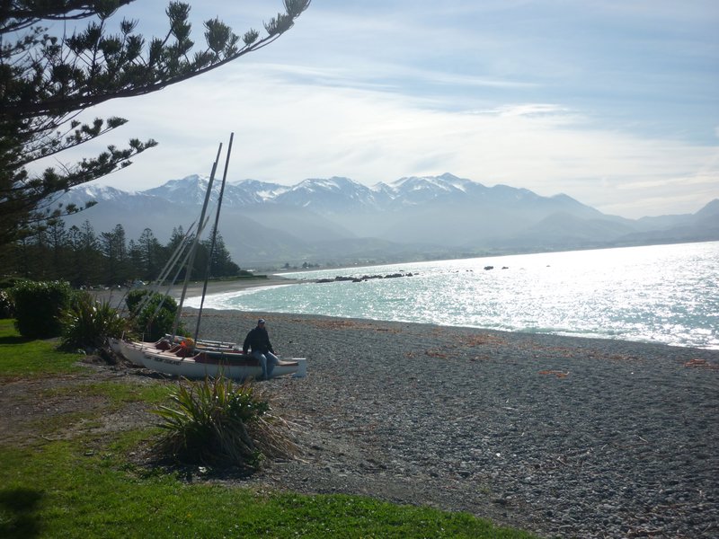me sitting on a sailing boat in Kaikoura