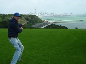 me pointing at skyline Auckland