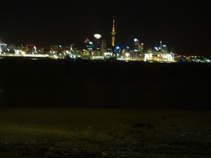 skyline Auckland at night from Devonport