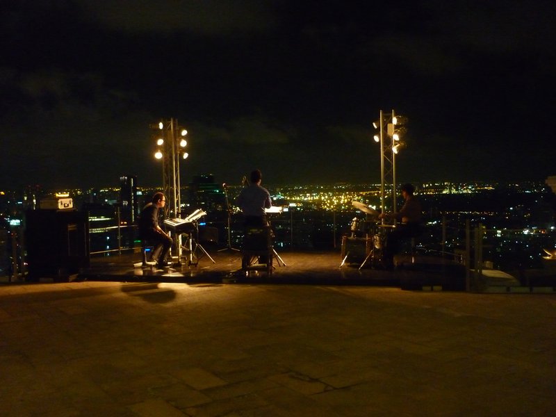 band playing on the roof of State Tower Bangkok