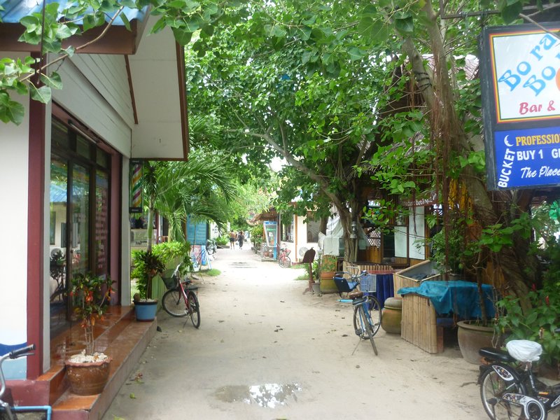 bikes and houses in a street Ko Phi Phi Don