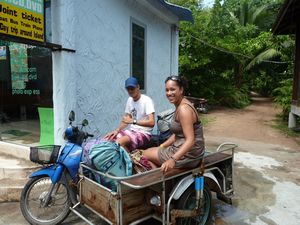 me and Joella on a motor bike in Ko Tao