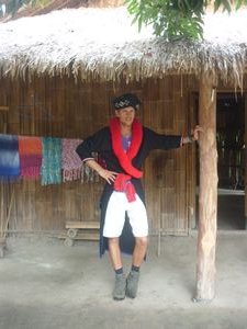 me in a traditional coat at Mien (Yao) hill tribe Chiang Mai