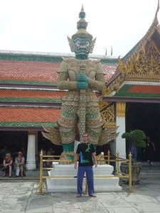 me in front of a statue Grand Palace Bangkok
