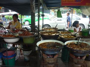 selling food in the streets Bangkok