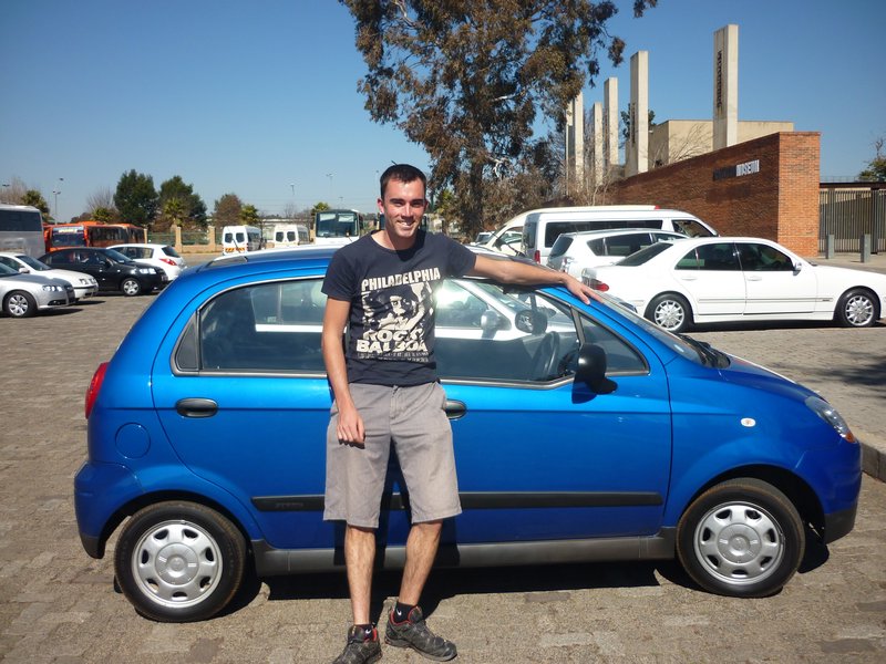 Christof (Ger) in front of his rental car at the Apartheid Museum Soweto Johannesburg