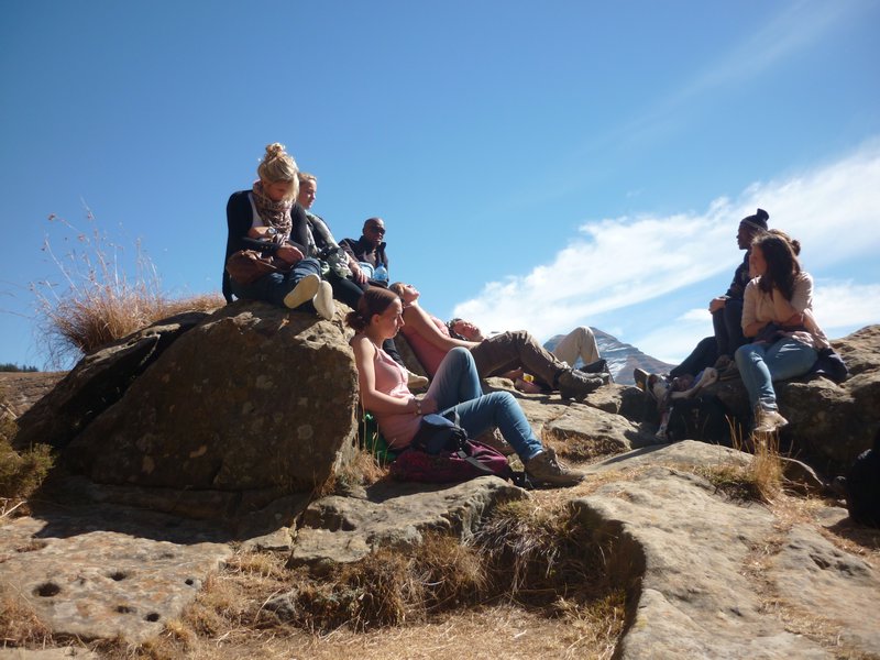 our group taking a lunch break in Lesotho